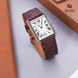 Dark Brown Alliagtor leather straps for Cartier Tank