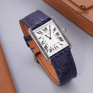 Navy Blue Alliagtor leather straps for Cartier Tank