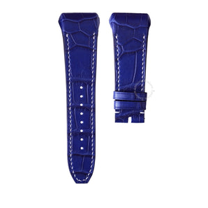 Royal Blue Aligator leather mix white stiches straps for Frank Muller Vanguard V45