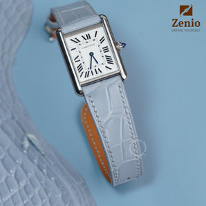 Sky Blue Alligator Cartier Tank Solo Straps - Buckle Style