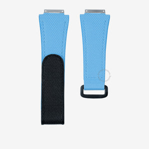 Sky Blue FKM Rubber Sailcloth Pattern Velcro watch straps for Richard Mille