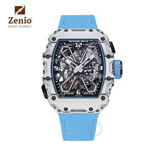 Sky Blue FKM Rubber Sailcloth Pattern Velcro watch straps for Richard Mille