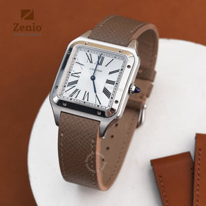 Taupe Epsom Strap For Cartier Santos Dumont - Buckle Style