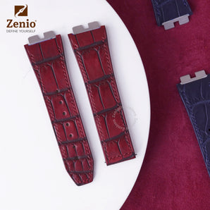 Two tone Burgundy Alligator straps for Hublot Spirit Bigbang One Click