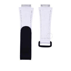 White Alligator leather Velcro watch strap for Richard Mille