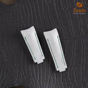 Curved End Matte White Alligator Strap for Rolex Datejust