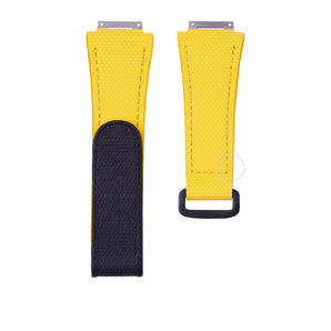 Yellow FKM Rubber Sailcloth Pattern Velcro watch straps for Richard Mille