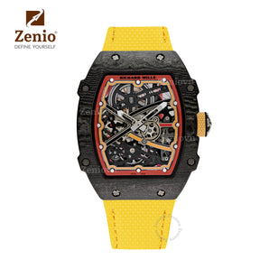 Yellow FKM Rubber Sailcloth Pattern Velcro watch straps for Richard Mille