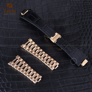 Black Aligator Leather Straps For Patek Philippe