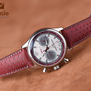 Bespoke Racing Rally Pueblo burgundy Leather watch strap