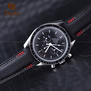 Black for moonswatch - Togo Leather watch strap